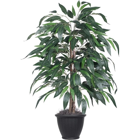 Dare2Decor 4 ft. Mango Bush Artificial-Plants in Grey Plastic Pot, Green DA3254997